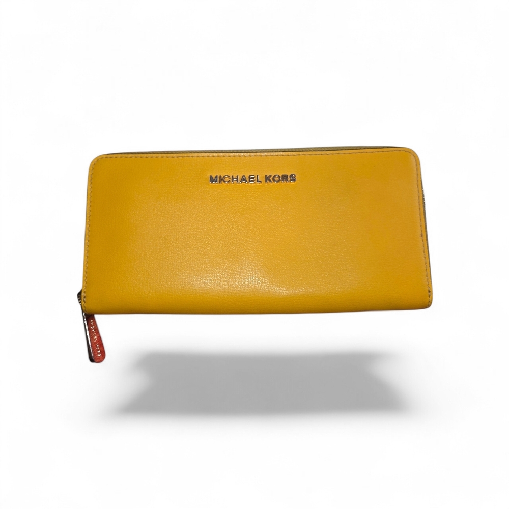 Michael Kors Yellow Zip-Around Leather Wallet